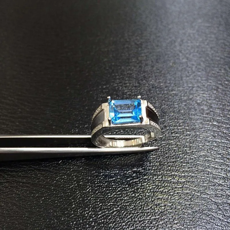 Qi Xuan_Blue Stone модные ювелирные изделия Rings_Finger Rings_S925 твердый Серебряный Синий Камень rings_производитель прямые продажи