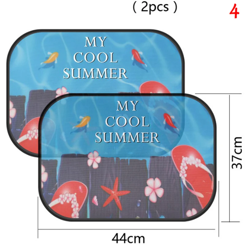 2 шт 8 стилей Анти универсальный автомобиль окна Детские Солнцезащитные оттенки милый Декор автомобиля по мотивам мультфильма занавески - Цвет: beach