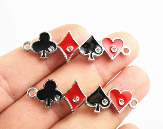 

47x14mm 6pcs Antique Silver Plated Poker Suit Handmade Charms Pendant:DIY for bracelet necklace-R2-10