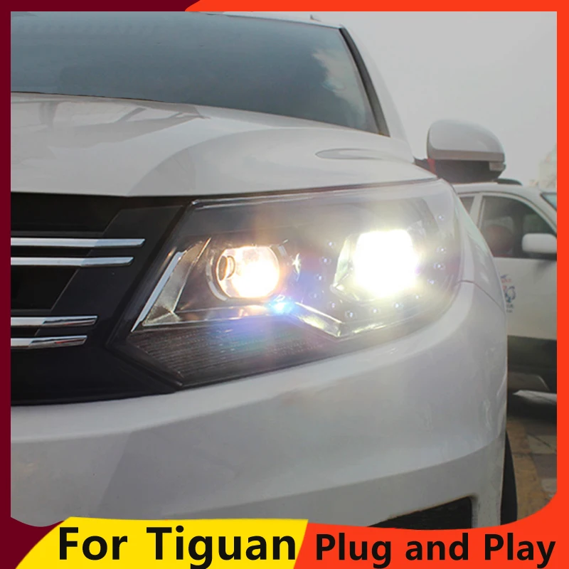 KOWELL автомобильный Стайлинг для VW Tiguan фары 2013 Tiguan светодиодный фонарь светодиодный DRL Биксеноновые линзы фары дальнего ближнего света для парковки