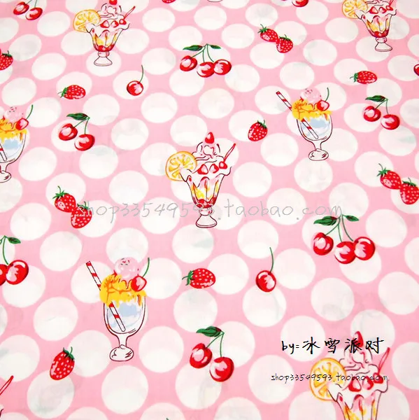 Мультфильм вишня клубника сок хлопчатобумажная ткань метр Diy ручной работы ткани для лоскутного шитья 100*140 см
