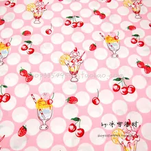 Мультфильм вишня клубника сок хлопчатобумажная ткань метр Diy ручной работы ткани для лоскутного шитья 100*140 см