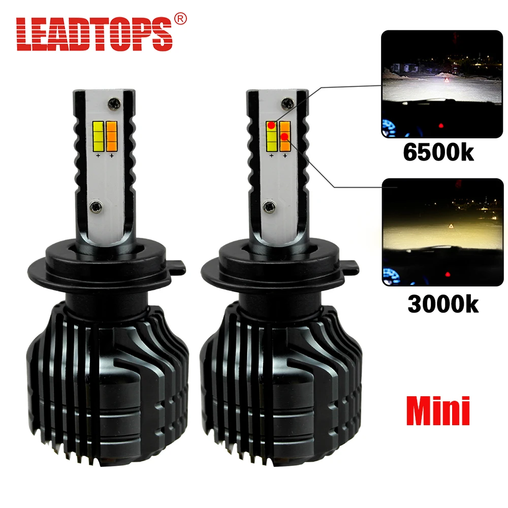LEADTOPS Car LED Headlight Bulbs H7 H4 LED H8 H11 Auto Kit Dual Color Light Bulb Headlamp 3000K