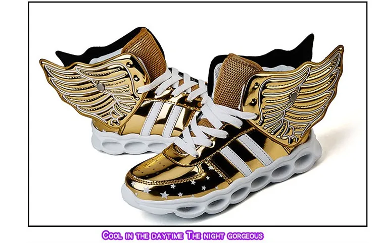 Meninas de Carregamento Crianças Sapatos Luminosa Meninos Usb Esporte Casuais Asa Brilhantes Tênis Luz Led 42 meninas de carregamento usb esporte sapatos casuais