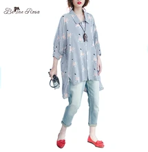 BelineRosa 2017 Plus Size Blouse Summer Women Fashion Striped Girls Printing Batwing Blouse for Women Fit 5XL 6XL HS000281