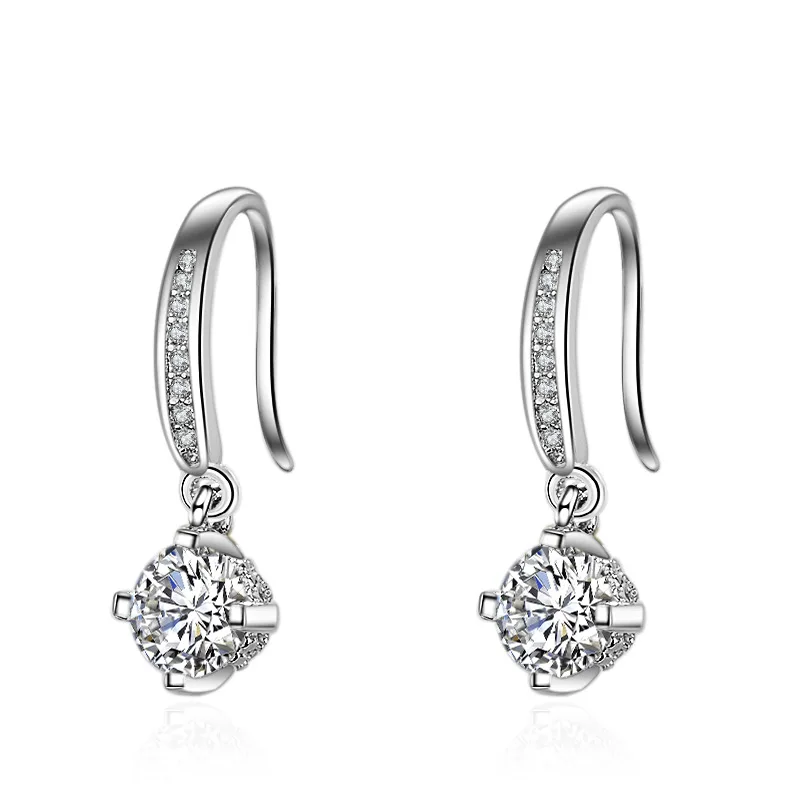 

High quality fashion shiny crystal star female 925 sterling silver ladies`drop earrings jewelry shipping gift wholesale women