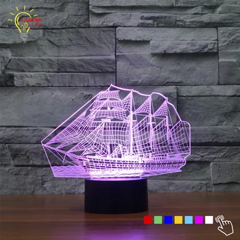 

NEW Sailing Boat Creative 3D Decor LED Night Light 7 Color Change Bedside Night light Indoor Decoration Lighting Best Xmas Gift