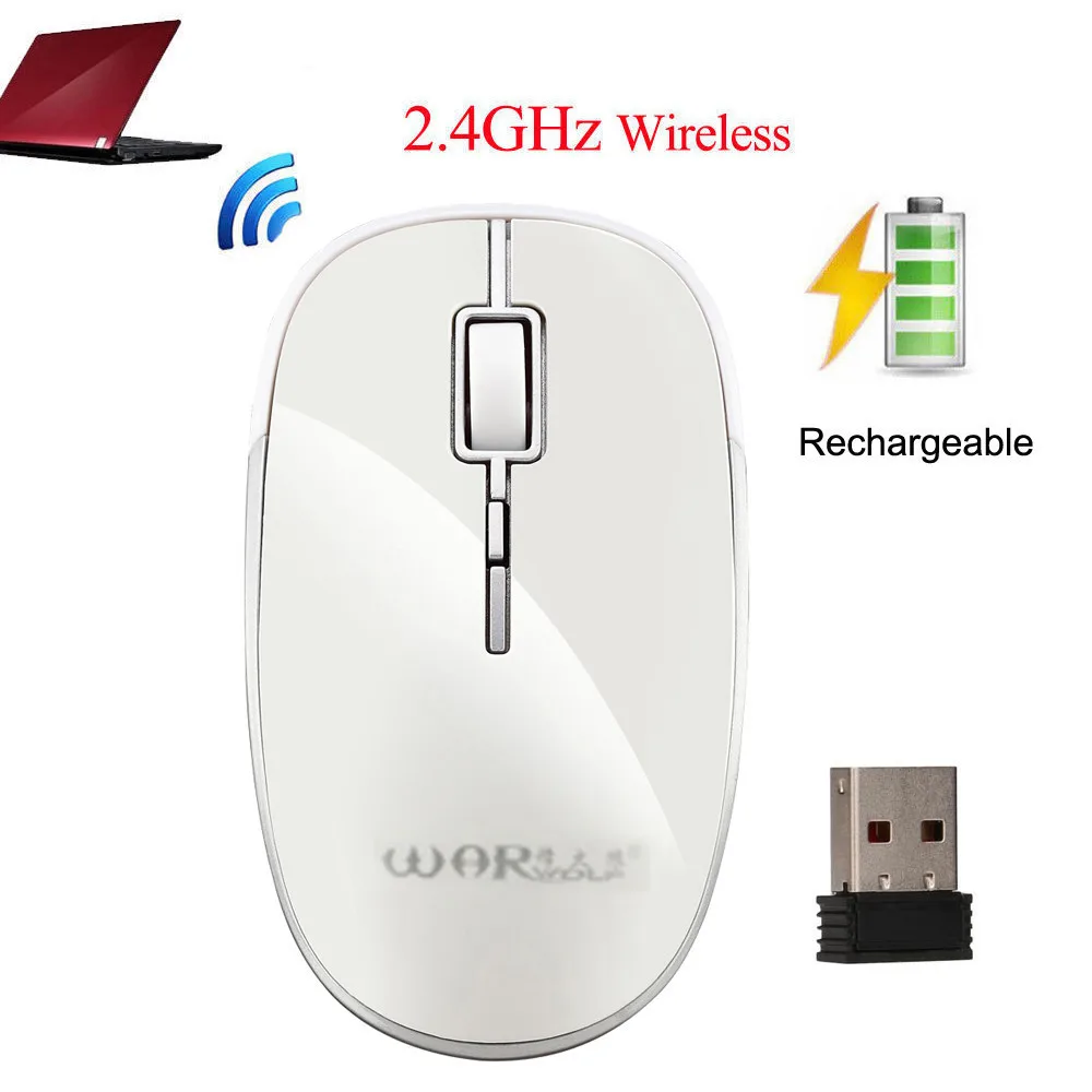 Мышь перезаряжаемая беспроводная мышка геймер 1600 dpi игровая мышь 2,4G батарея геймер 4 кнопки мыши Pro для ноутбука мышка# T20G