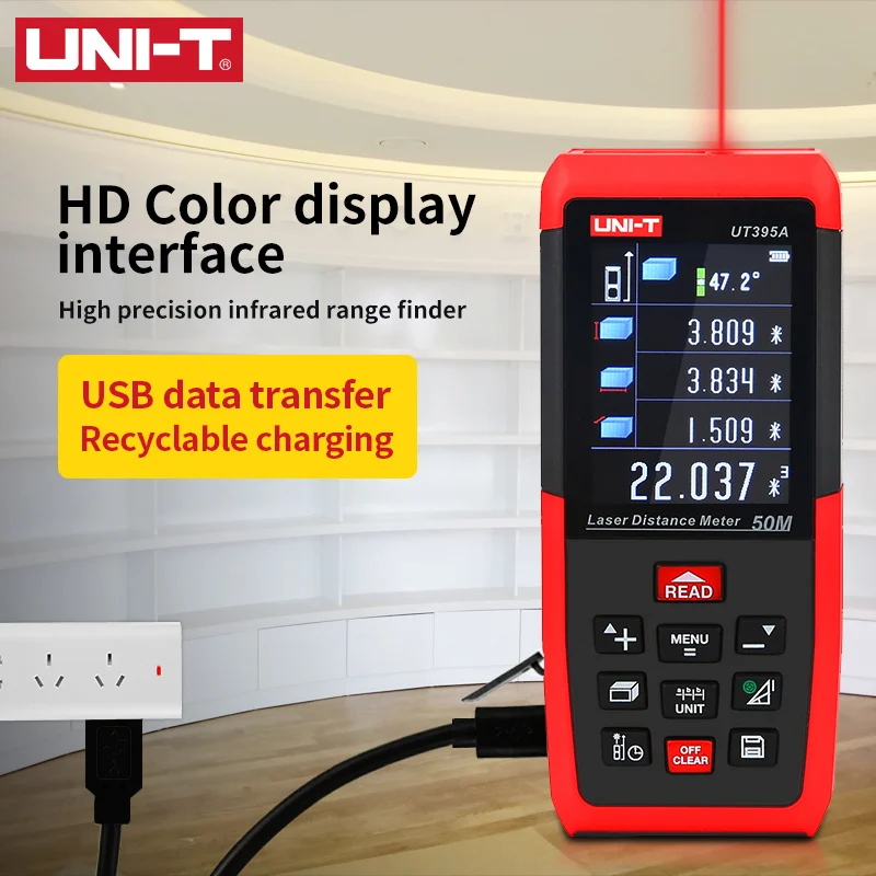 UNI-T лазерный дальномер USB 100 м 50 м 70 м дальномер UT395A UT395B UT395C Trena Лазерная профессиональная рулетка цифровой
