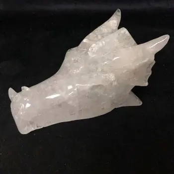 

Amazing 2.3KG Big Natural Hand Carved Clear Quartz Crystal Carving Dragon Head Stone Skull For Sale FMX
