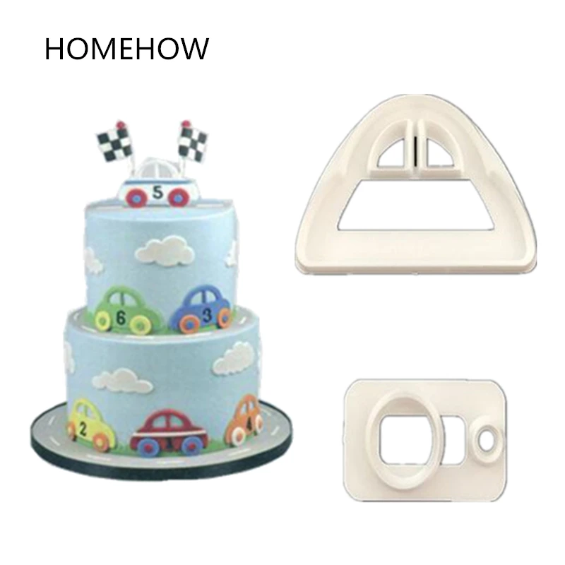 Homehow 2PCS/Lot Cute Car Cake Mold Pastry Fondant Plastic Mold For