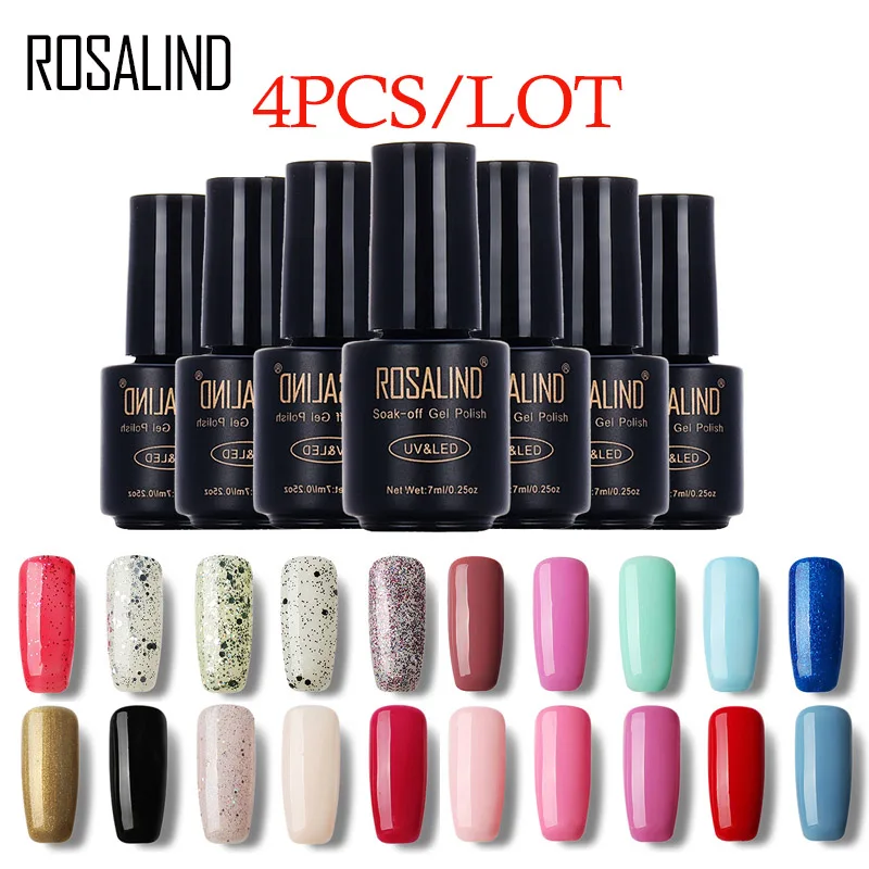 

ROSALIND (4PCS/Lot) 7 ML 60 Colors to choose Nail Gel Polish Long-Lasting Soak Off Art Gel Nail Polishes Lacquer Gel Set & Kits