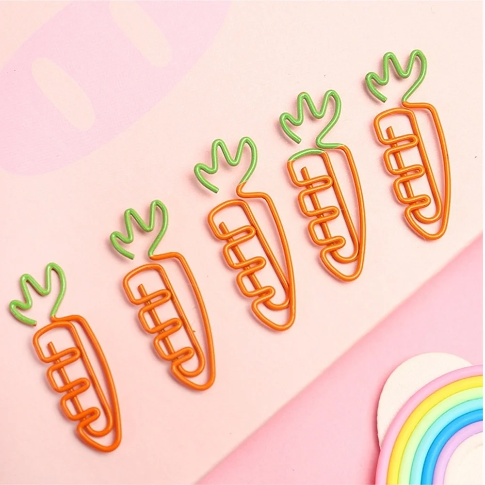 

5pcs Super Cute Fruit Carrot Paper Clip White Radish Note Folder Office Stationery