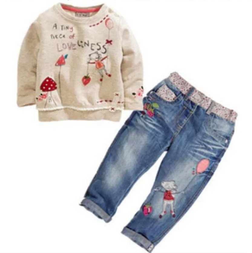 Children girl clothing sets  Long-Sleeved Clothing Shirt Cartoon+Pant Suit kids costume HOT Sell YAZ034
