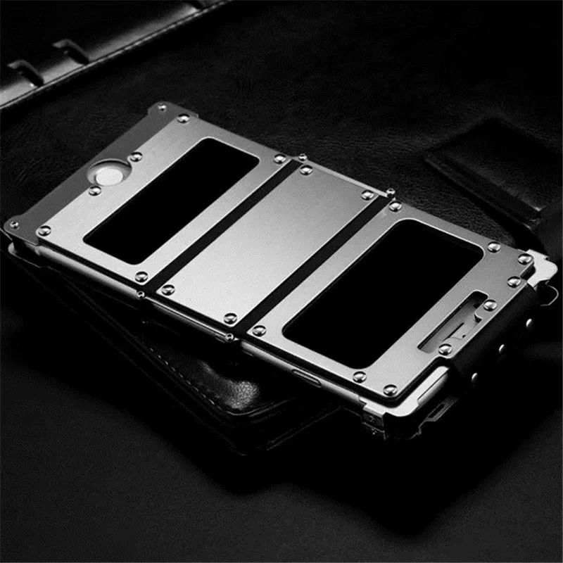 Case de Couro Proteção à Prova de Choque Case do Telefone Capa para Iphone Rebite Irman Inoxidável Graus Flip 8 & 7 Plus Aço 360 17 Estojos dobráveis