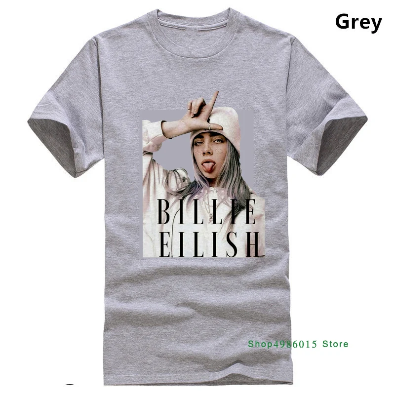 Billie Eilish футболка Billie Eilish Fans белая хлопковая Мужская S-3XL от поставщика хлопковая Футболка Топ Футболка размера плюс - Цвет: Серый