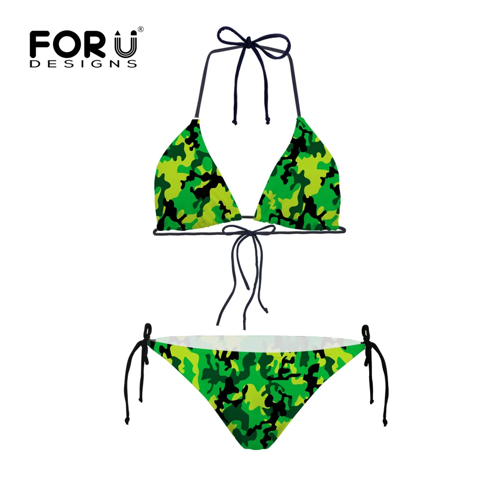 Women Camouflage Bikiny Set Swimwear Swimsuit Trikini Camo Pareo Top
