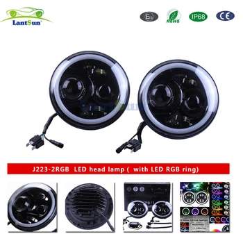 

Pair 7" Round Multicolor RGB DRL Bluetooth Remote Control LED Headlights for Jeep JK LJ CJ 1997 ~ 2016 auto products Lantsun