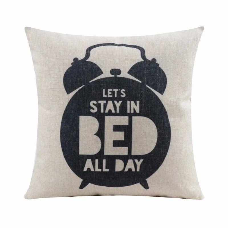 Vintage Funny Black White Quote Cushion Cover Throw Pillow Case Let's