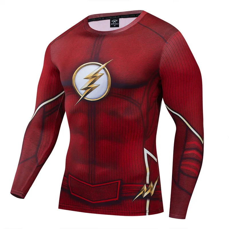 

New The Flash 3D Quick Dry Running Shirt Men Bodybuilding Sport T-shirt Long Sleeve Compression Top Gym t Shirt Men Fitness Tigh
