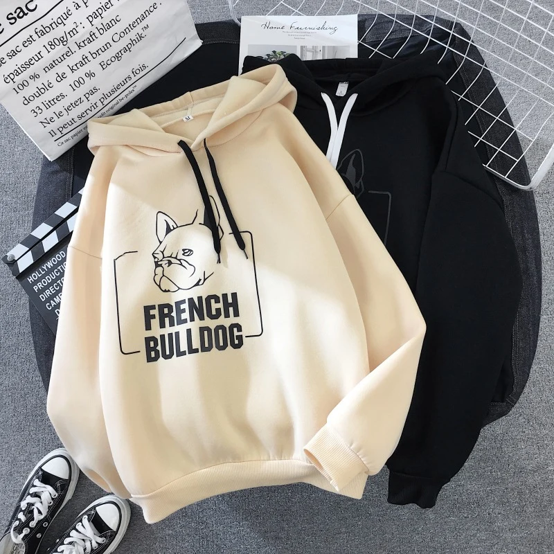 

Women Sweaters 2019 Funny Cartoon Printed Dog Fashion Pullovers Long Sleeve Casual Hooded Tops Autumn Winter Basic