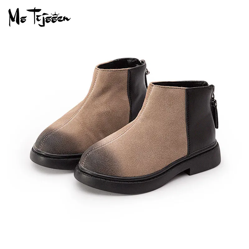 

Baby Girls Genuine Leather Two-Tone Ankle Boots Martens for 1-6 Years Old Kids MG515