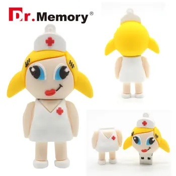 

Lovely Girl Doctor Nurse Cartoon Mini USB Flash Drive 2.0 Pendrive Personalized 4G 8GB 16GB 32GB Cute Memory Card USB Stick 4 GB