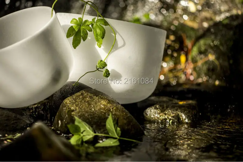 

Size 8"-12" Chakra Tuned Set of 7 Frosted Quartz Crystal Singing Bowls With any Note CDEFGAB