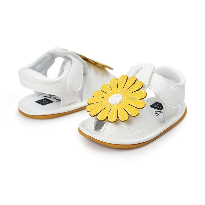 Милые летние детские сандалии для девочек; милые сетчатые дышащие Нескользящие туфли в стиле принцессы с цветочным принтом на мягкой нескользящей подошве