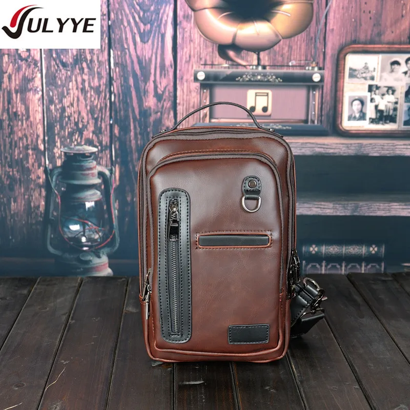 YULYYE Hot Vintage Men's Messenger Bag Belt Decoration Leather Tote
