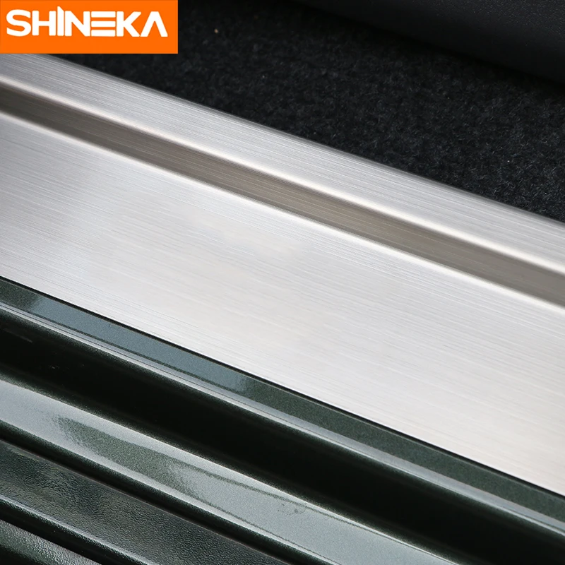 SHINEKA из нержавеющей стали Накладка на порог внутри пластина защитная решетка наклейка в виде полосы для Suzuki Jimny 2007+ автомобильные аксессуары