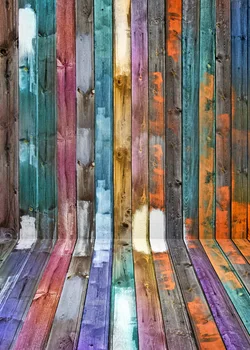 

HUAYI Colored Wood Fence Purple Blue Wood Photography Newborn Backdrop D1278