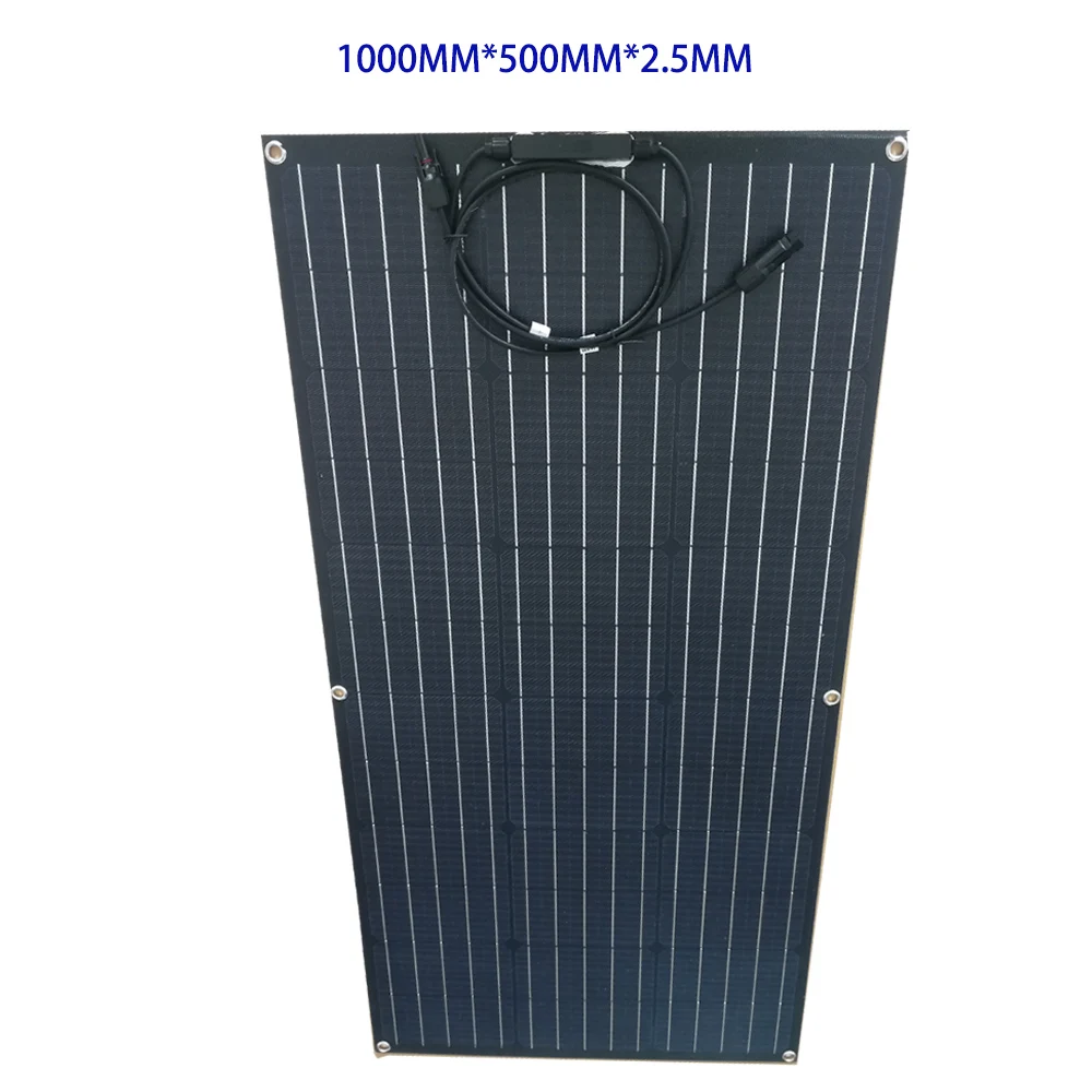 

Newly Black 80W 12V ETFE Semi Flexible Monocrystalline Solar Panel with MC4 Connectors for 12V Charge Battery on Boats, Motor