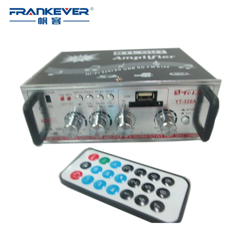 

Car Home Audio Amplifier Top Quality Lowest price DC12V AC220V 60W YT-326A Hi Fi Sliver SD/USB input  Radio  Free shipping