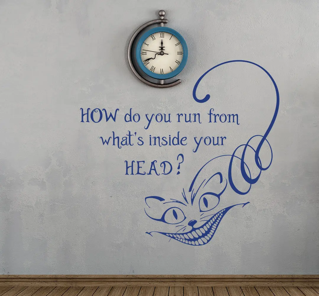 HWHD Alice in Wonderland Wall Decal Cheshire Cat Quote Vinyl Stickers