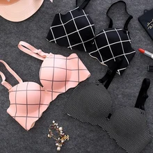 Baharcelin, сексуальный женский бюстгальтер для молодых девушек, милый бюстгальтер с принтом в клетку, бюстгальтер пуш-ап, французский Романтичный бюстгальтер с эффектом пуш-ап, нижнее белье