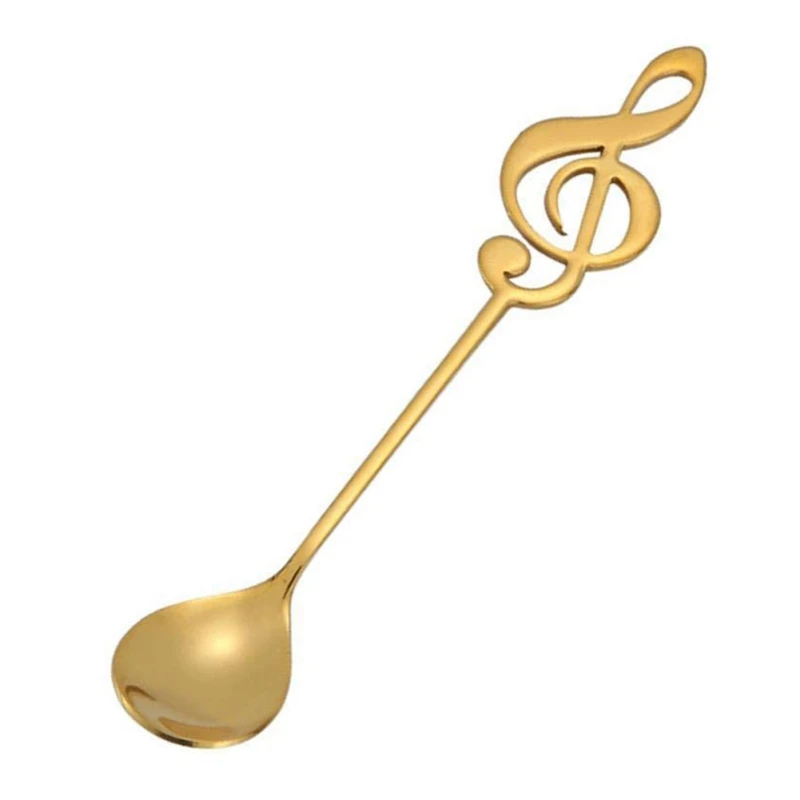 

2019 Creative Flatware Stainless Steel Spoon Coffee Note Shape Music Theme Tea Stirring Spoon Small Ice Cream Dessert Scoop