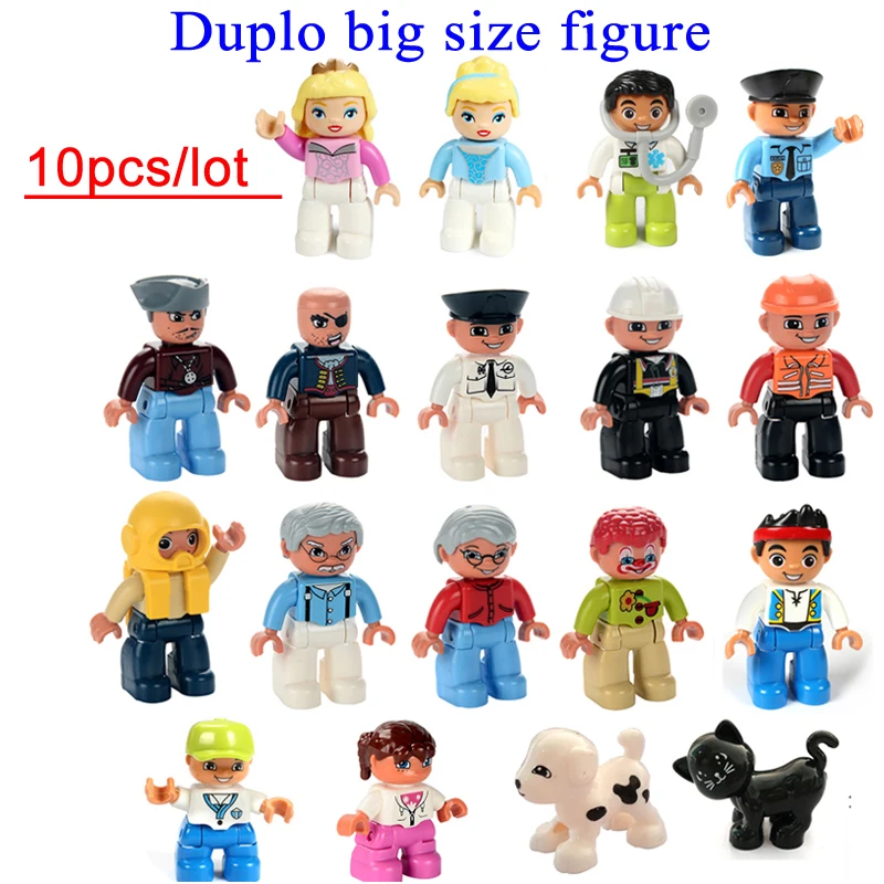 Wholesale 10pcs/lot duplo big size characters building block parts toys collection gift baby toy small figure doll block baby-building-blocks