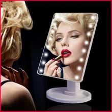 360 градусов вращение светодиодный сенсорный экран макияж зеркало Косметический Складной Портативный Компактный карман с 16/22 светодиодный свет Макияж инструмент