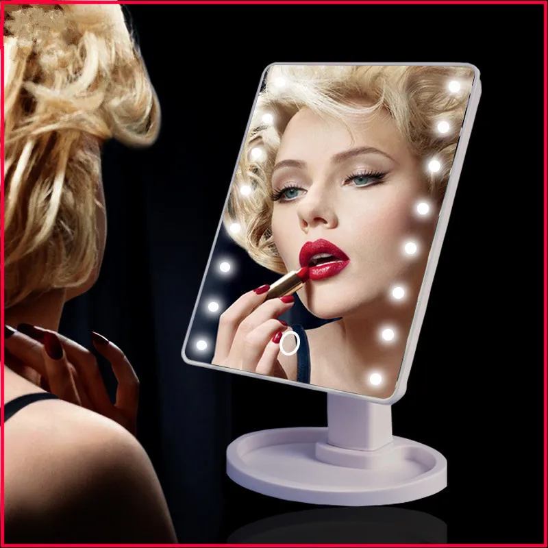 

360 Degree Rotation led Touch Screen Make Up Mirror Cosmetic Folding Portable Compact Pocket With 16/22 LED Lights Makeup Tool