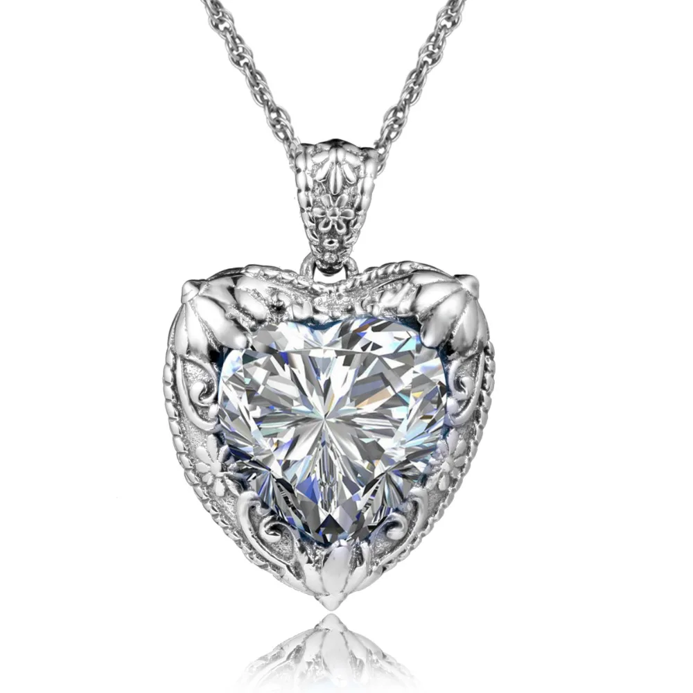 

SzjinAo Bohemia White Zircon Vintage Design Flower Vine Carving Woman Pendant Valentine Gift Women Fashion 925 Silver Jewelry
