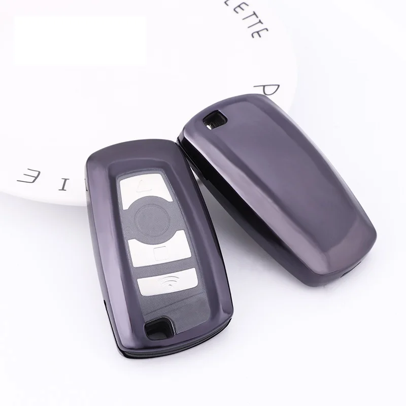 Автомобильный ключ чехол для ключей для BMW 520 525 f30 f10 F18 118i 320i 1 3 5 7 серия X3 X4 M3 M4 M5 стайлинга автомобилей мягкая ТПУ защитные оболочки - Color Name: Purple Black