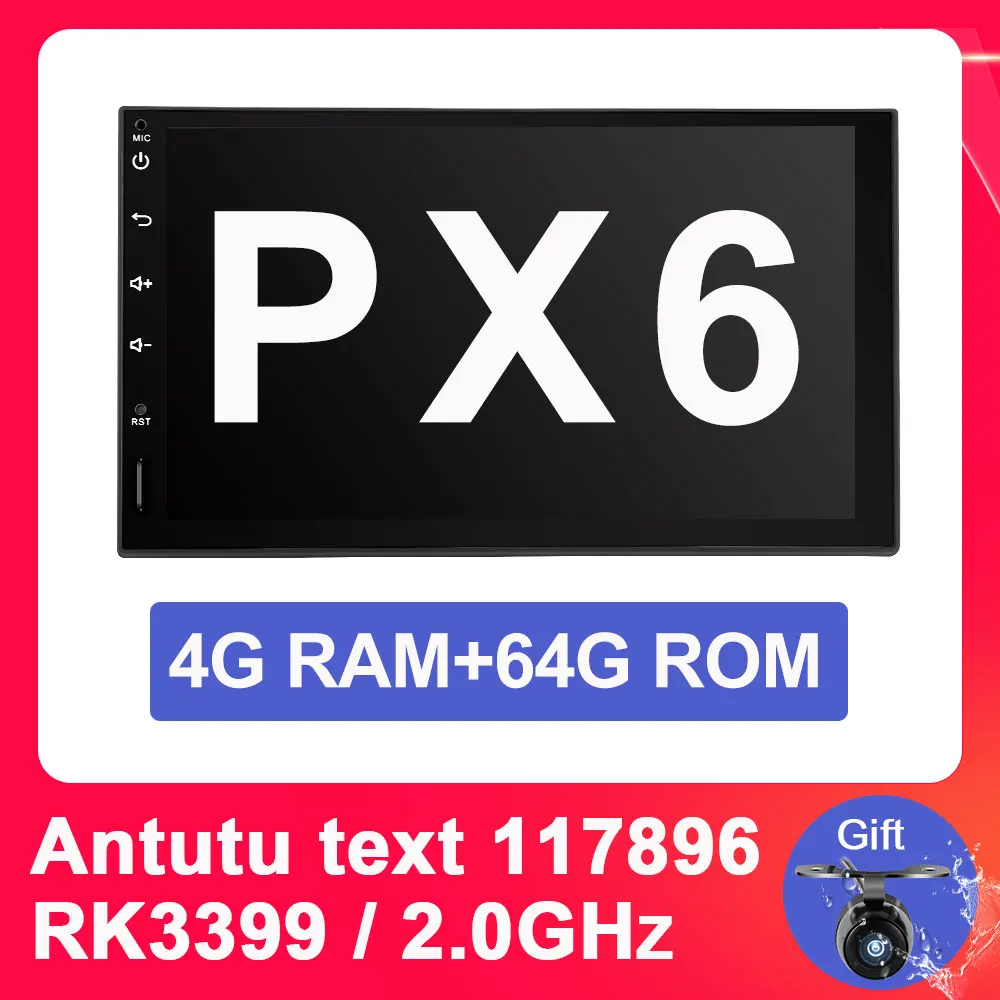 4G 64G PX6 Eunavi 2 Din ips TDA7851 android 9,0 Автомобильный мультимедийный радио плеер универсальный gps Navi Стерео 4G+ 64G RK3399 сенсорный экран без dvd - Цвет: 4G 64G PX6