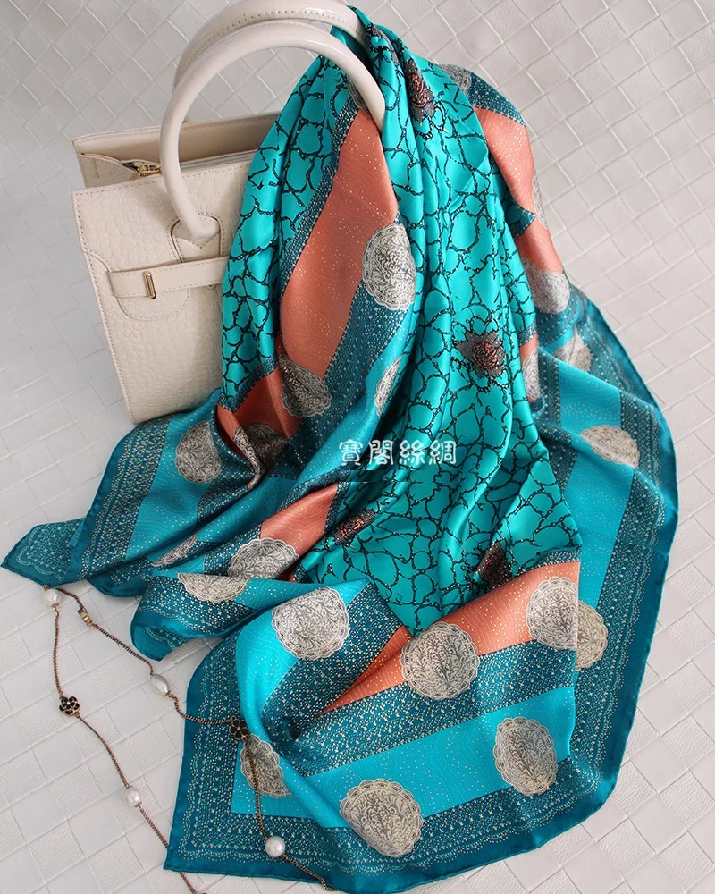 106x106 см женский большой квадратный шелковый шарф шаль темпераментный принт мягкие атласные шелковые шарфы обертывания платок ручной скругленные края