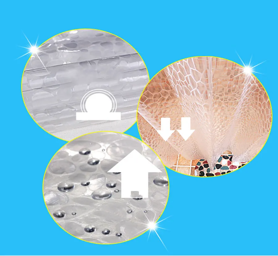 PEVA 3D Translucence Waterproof Shower Curtains 5