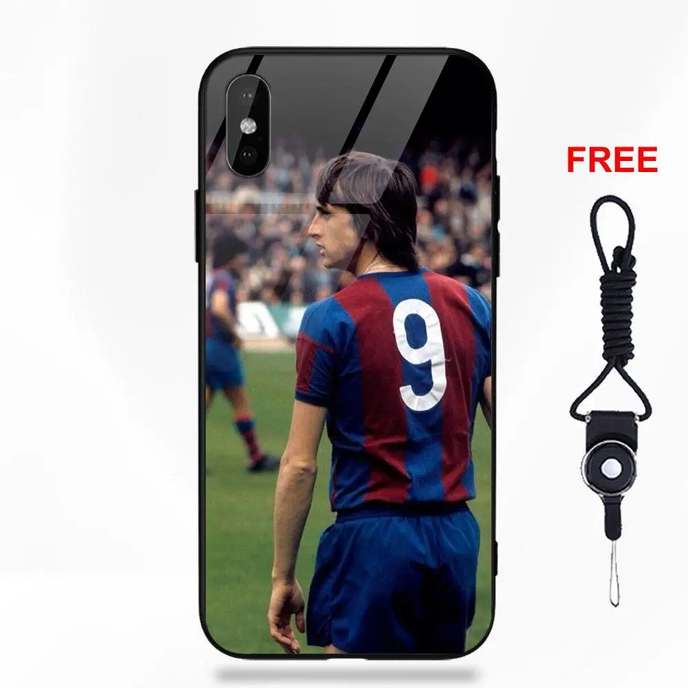 Vvcqod Мягкий ТПУ чехол+ закаленное стекло для Apple IPhone X XS Max XR 5 5C 5S SE 6 6 S 7 8 плюс футболист Johan Cruyff - Цвет: as picture
