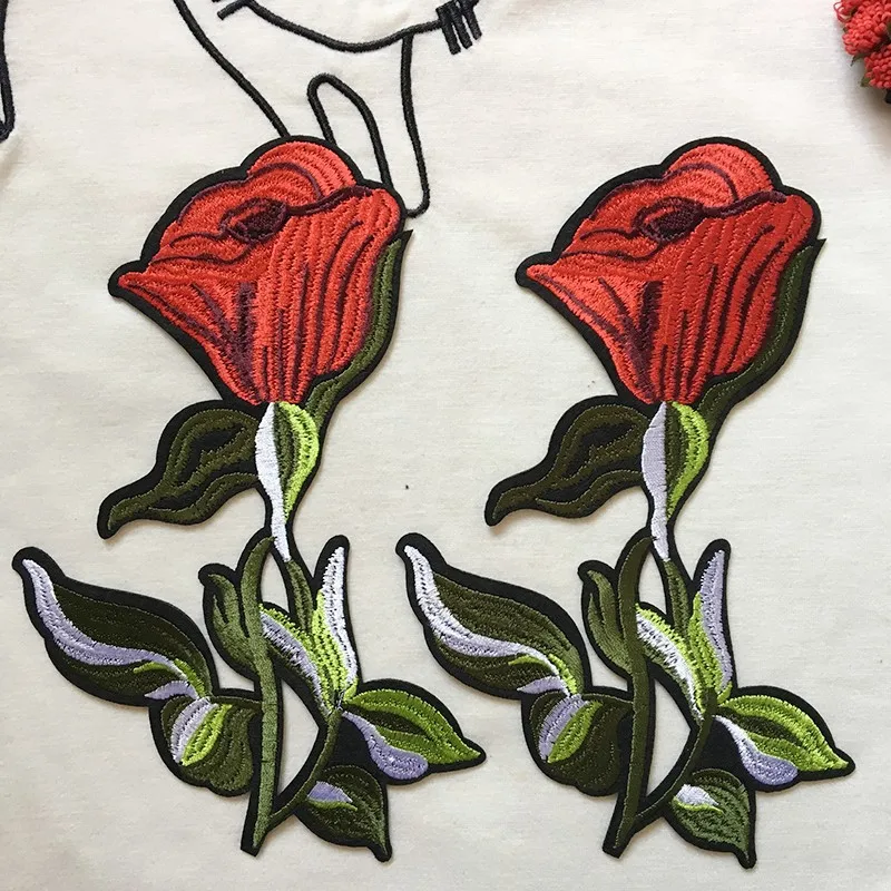 #L083 5PCS/1Lot Wholesale Embroidered Motif Flower Sew On Iron Rose Patches Applique DIY Lace Clothing Accessory | Дом и сад