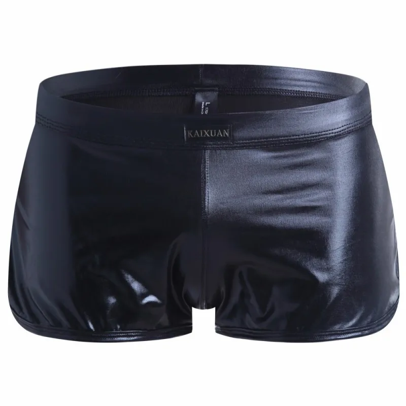 Мужское нижнее белье мужские трусы боксеры из искусственной кожи cueca masculina Ropa Interior hombre boxer para hombre мужские боксеры - Цвет: Черный