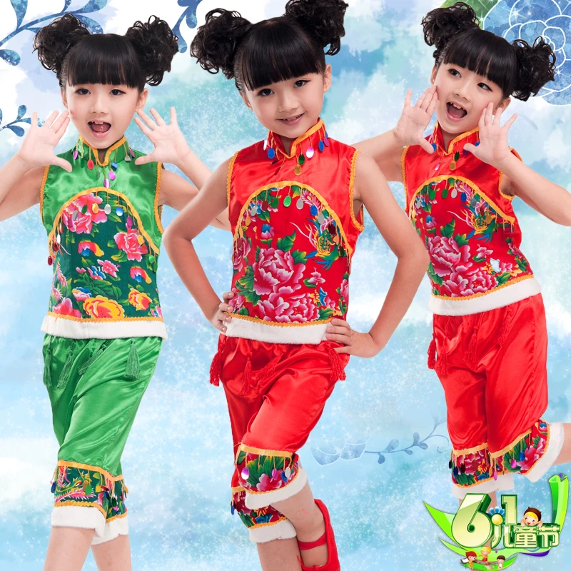 Танец Детская одежда Женский Малыш Национальный yangge младенческой Рождество Обувь для девочек Yangko Производительность Одежда для танцев
