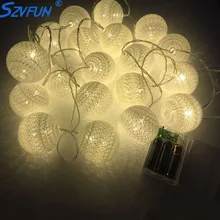 Szvfun хлопковый шар светильник 20 ватных шариков струнный светильник шары цепь тайский светодиодный гирлянда Рождественский светильник s Крытый Свадебные украшения